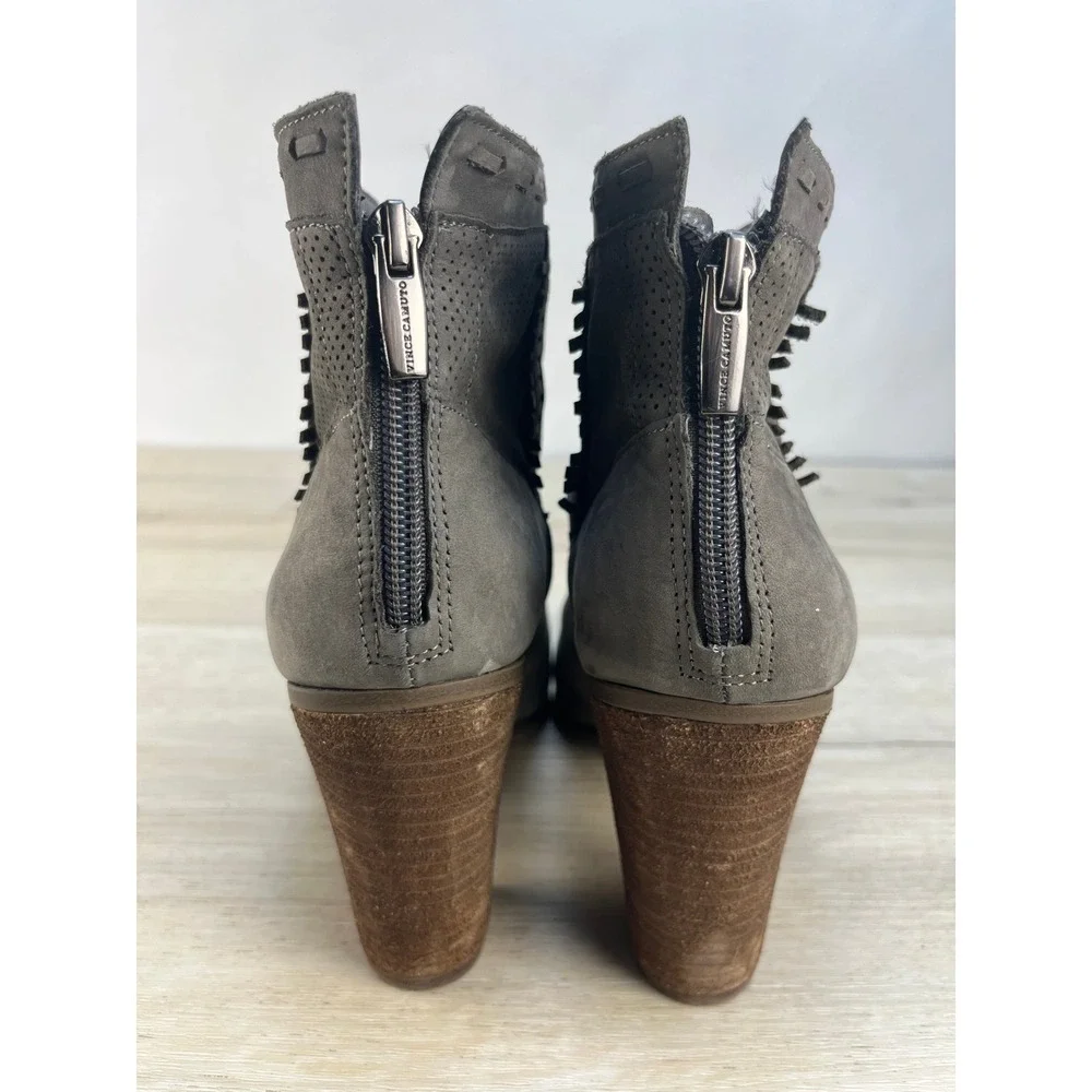 Vince Camuto Fretzia Gray Suede‎  Block Heel Ankle Booties Women's Size 10